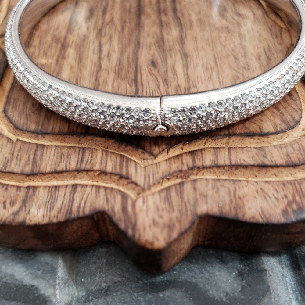Silver plated Rhinestone bangle - Picture 2 of 5